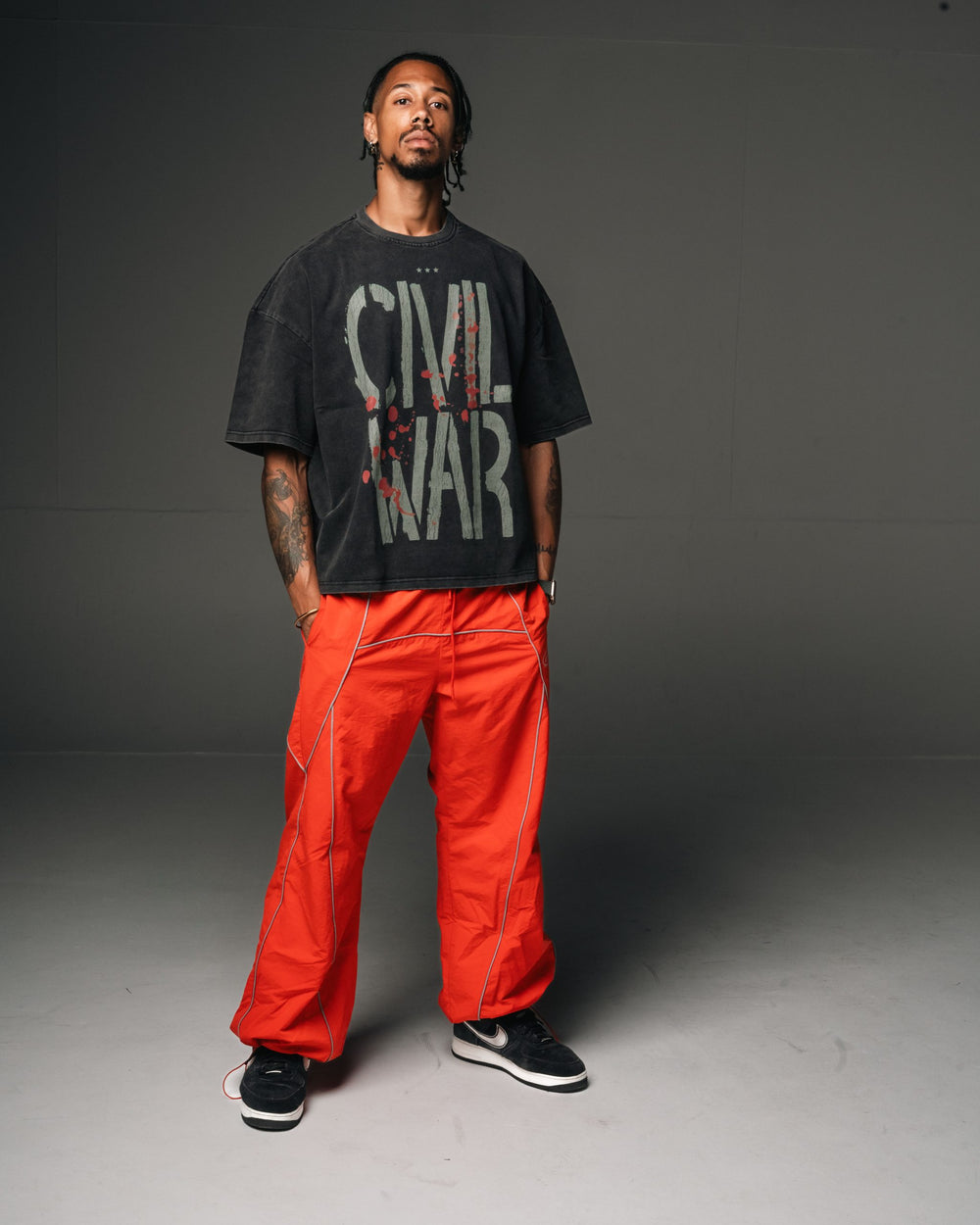 GSTVRN Acid Wash Black Civil War T-shirt